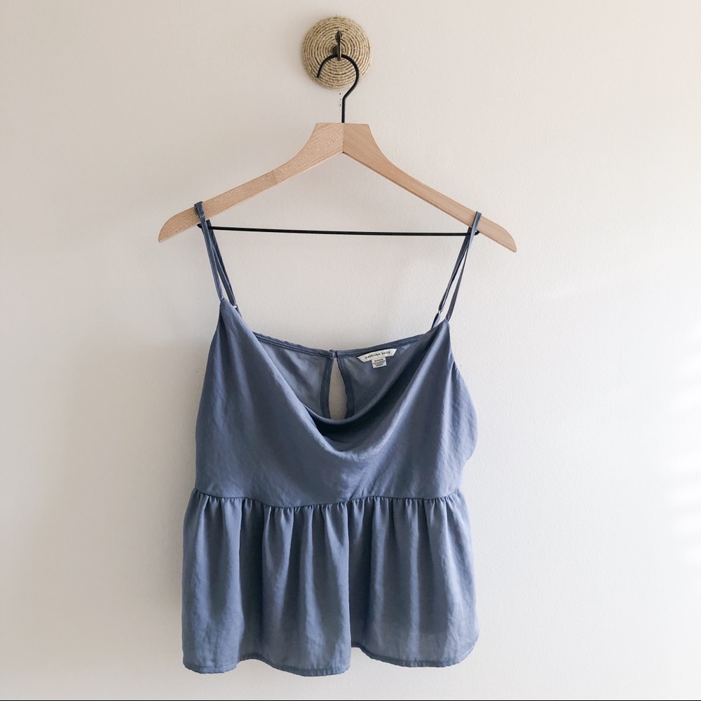 American Eagle Satin Cowl Neck Top